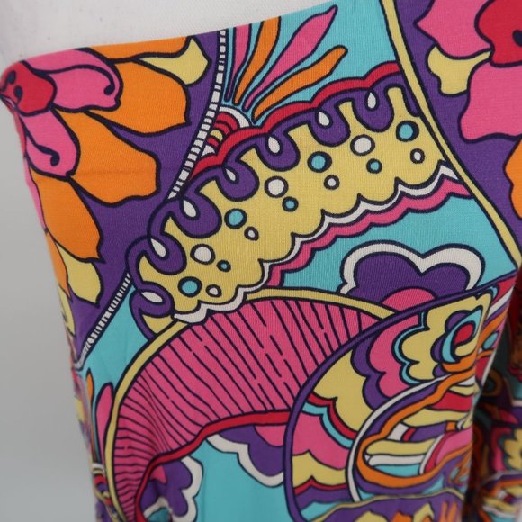 Lilly Pulitzer One Shoulder Floral Bodycon Dress Size Large 70's Vibes - Picture 4 of 13